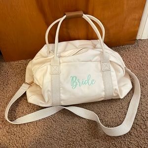 White bride duffel bag